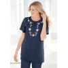 Woman Within Plus Size 7-Day Embroidered Pointelle Tunic(Banana Floral Embroidery)