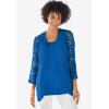 Woman Within Plus Size Crochet Curved-Hem Cardigan Sweater(Bright Cobalt)