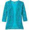 Woman Within Plus Size Crochet Curved-Hem Cardigan Sweater(Pretty Turquoise)