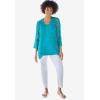 Woman Within Plus Size Crochet Curved-Hem Cardigan Sweater(White)