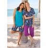 Woman Within Plus Size Elastic-Waist Knit Short(Pretty Turquoise Butterflies)