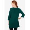 Woman Within Plus Size Perfect Three-Quarter-Sleeve Scoopneck Tunic(Emerald Green)