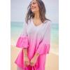 Woman Within Plus Size Three-Quarter Bell Sleeve Tunic(Peony Petal Ombre)