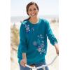 Woman Within Printed Sweatshirt(Black Pink Floral Placement)