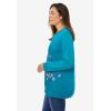 Woman Within Printed Sweatshirt(Deep Teal Multi Floral Embroidery)