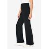 Woman Within Stretch-Cotton Knit Pull-On Wide-Leg Leggings(Black)