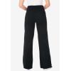 Woman Within Stretch-Cotton Knit Pull-On Wide-Leg Leggings(Black)