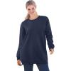 Woman Within Crewneck Fleece Sweatshirt(Heather Navy)