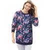 Woman Within Crewneck Fleece Sweatshirt(Navy Meadow)