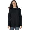Woman Within Long-Sleeve Crewneck Soft Waffle Knit Thermal Shirt(Black)