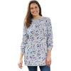 Woman Within Long-Sleeve Crewneck Soft Waffle Knit Thermal Shirt(Heather Grey Multi Delicate Floral)
