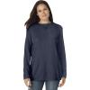 Woman Within Long-Sleeve Crewneck Soft Waffle Knit Thermal Shirt(Navy)