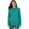 Woman Within Long-Sleeve Crewneck Soft Waffle Knit Thermal Shirt(Waterfall)