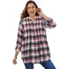 Woman Within Pintucked Flannel Shirt(Black Red Plaid)