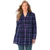 Woman Within Pintucked Flannel Shirt(Midnight Plum Plaid)