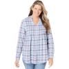 Woman Within Pintucked Flannel Shirt(Sky Blue Plaid)
