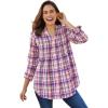Woman Within Pintucked Flannel Shirt(Sweet Plum Plaid)
