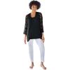 Woman Within Plus Size Crochet Curved-Hem Cardigan Sweater(Black)