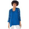 Woman Within Plus Size Crochet Curved-Hem Cardigan Sweater(Bright Cobalt)