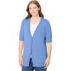 Woman Within Plus Size Lightweight Short Sleeve V-Neck Cardigan Sweater(French Blue)