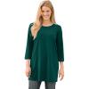 Woman Within Plus Size Perfect Three-Quarter-Sleeve Scoopneck Tunic(Emerald Green)