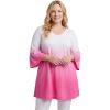 Woman Within Plus Size Three-Quarter Bell Sleeve Tunic(Peony Petal Ombre)