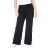 Woman Within Stretch-Cotton Knit Pull-On Wide-Leg Leggings(Black)