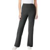 Woman Within Stretch-Cotton Knit Pull-On Wide-Leg Leggings(Heather Charcoal)