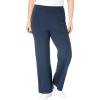 Woman Within Stretch-Cotton Knit Pull-On Wide-Leg Leggings(Navy)