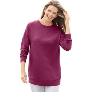 Woman Within Crewneck Fleece Sweatshirt(Deep Claret)