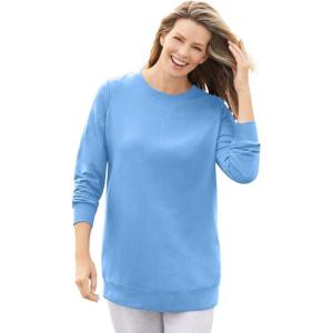 Woman Within Crewneck Fleece Sweatshirt(French Blue)