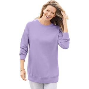 Woman Within Crewneck Fleece Sweatshirt(Soft Iris)