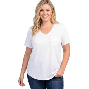 Woman Within Plus Size Perfect Crewneck Pocket Tee(White)