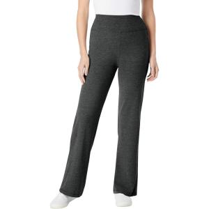 Woman Within Stretch-Cotton Knit Pull-On Wide-Leg Leggings(Heather Charcoal)